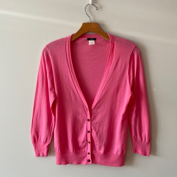 J. Crew Sweaters - J Crew Featherweight Cotton Cardigan Pink Size Medium